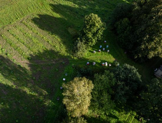 Aeroskats uz bi&scaron;u dravu Birzemnieki un apkārtējo teritoriju