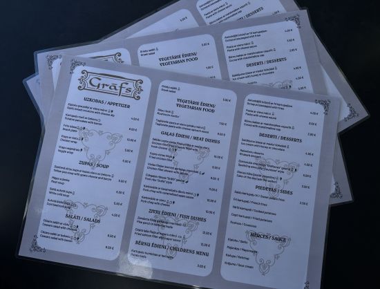 Restorāns Grāfs ēdienkarte