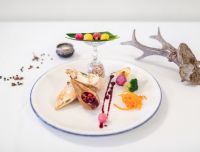 Restorāna 'Ozolāde' piedāvājums Rundāles pilī: oriģināli servēts pamatēdiens ar dārzeņiem un ogām. Augstas klases ēdinā&scaron;ana vēsturiskā vidē Bauskas novadā.