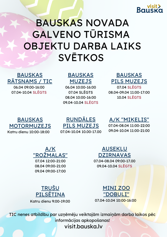 TOP objektu darba laiki svētkos