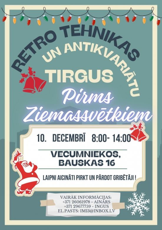 Ziemassvētku noskaņu retro tehnikas un antikvariātu tirgus