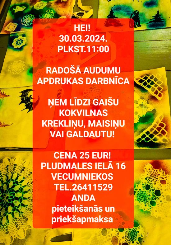 Radošā audumu apdrukas darbnīca