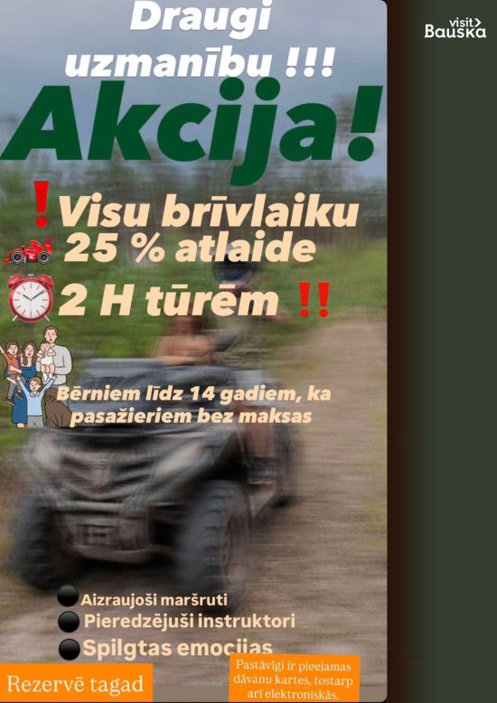 Kvadraciklu ekskursijas - skolēnu brīvlaikā īpašs piedāvājums