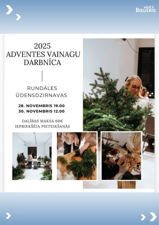 Adventes vainagu darbnīca Rundāles ūdensdzirnavās