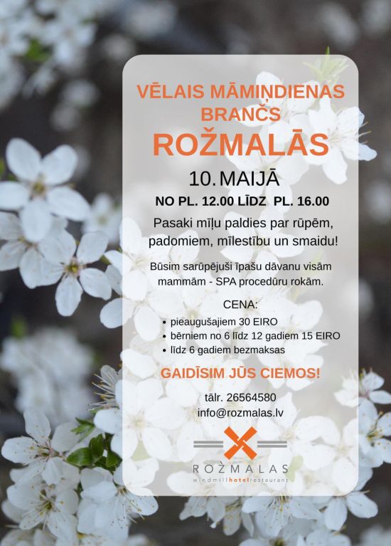 Vēlais māmiņdienas brančs Rožmalās
