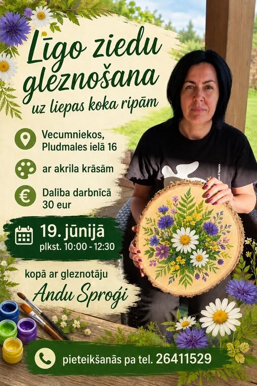 „Vasarvidžio gėlių tapyba“ su Anda Sproģe