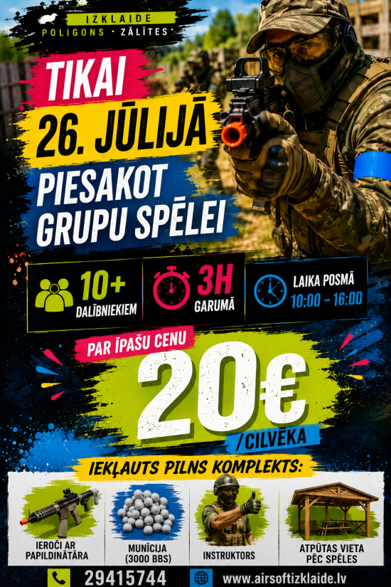 Airsoft izklaides poligonā 