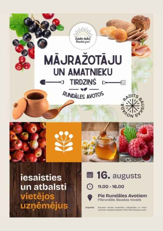  Mājražotāju un amatnieku tirdziņš Rundāles Avotos