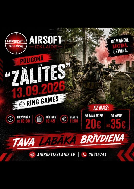 Atvērtā spēle airsoft poligonā 